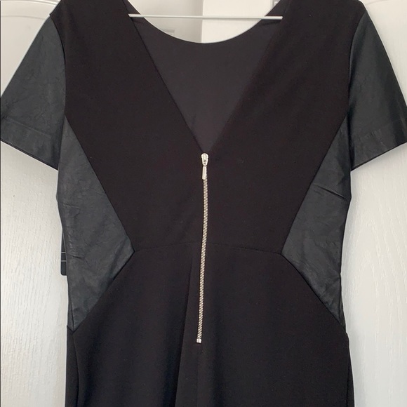 Zara black dress with leather sleeves - Picture 3 of 4